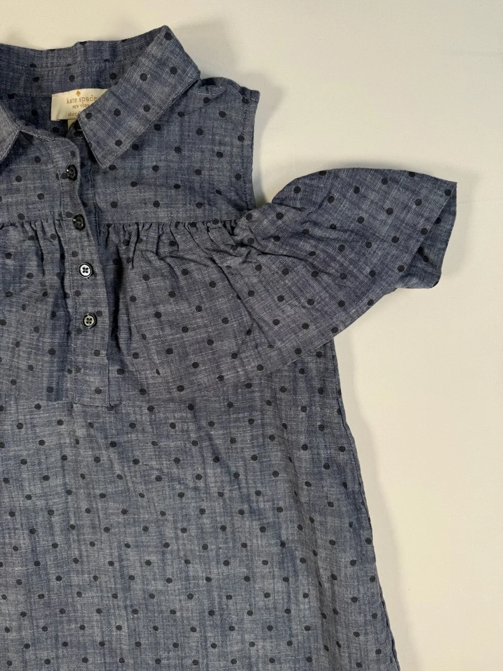 KATE SPADE Girls Polka Dot Cold Shoulder Dress Size 7 Preppy Designer Chic